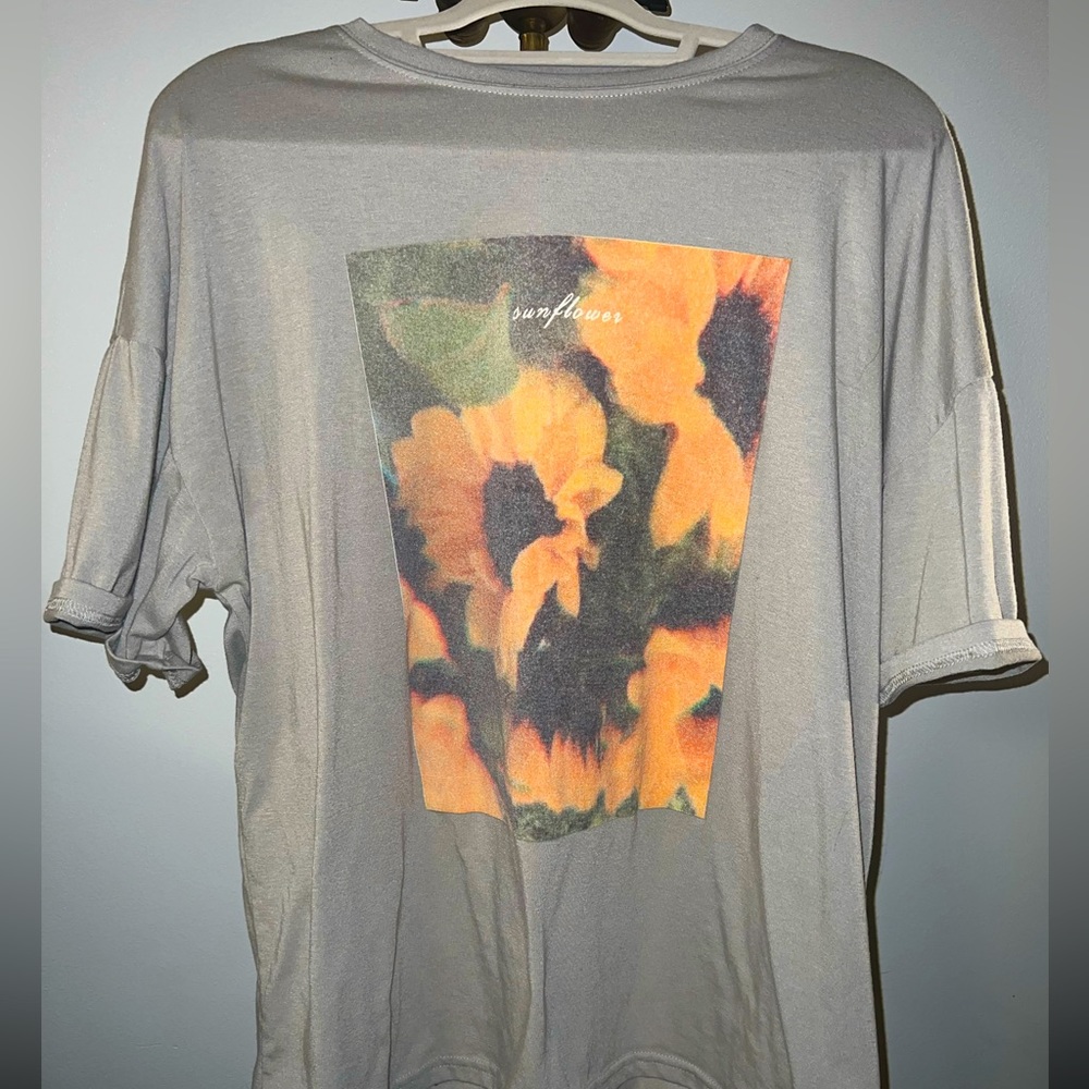 SUNFLOWER DROP SHOULDER OVER SIZED T-SHIRT